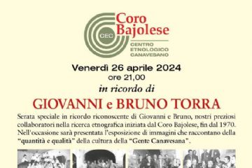Il Coro Bajolese organizza una serata in ricordo di Giovanni e Bruno Torra